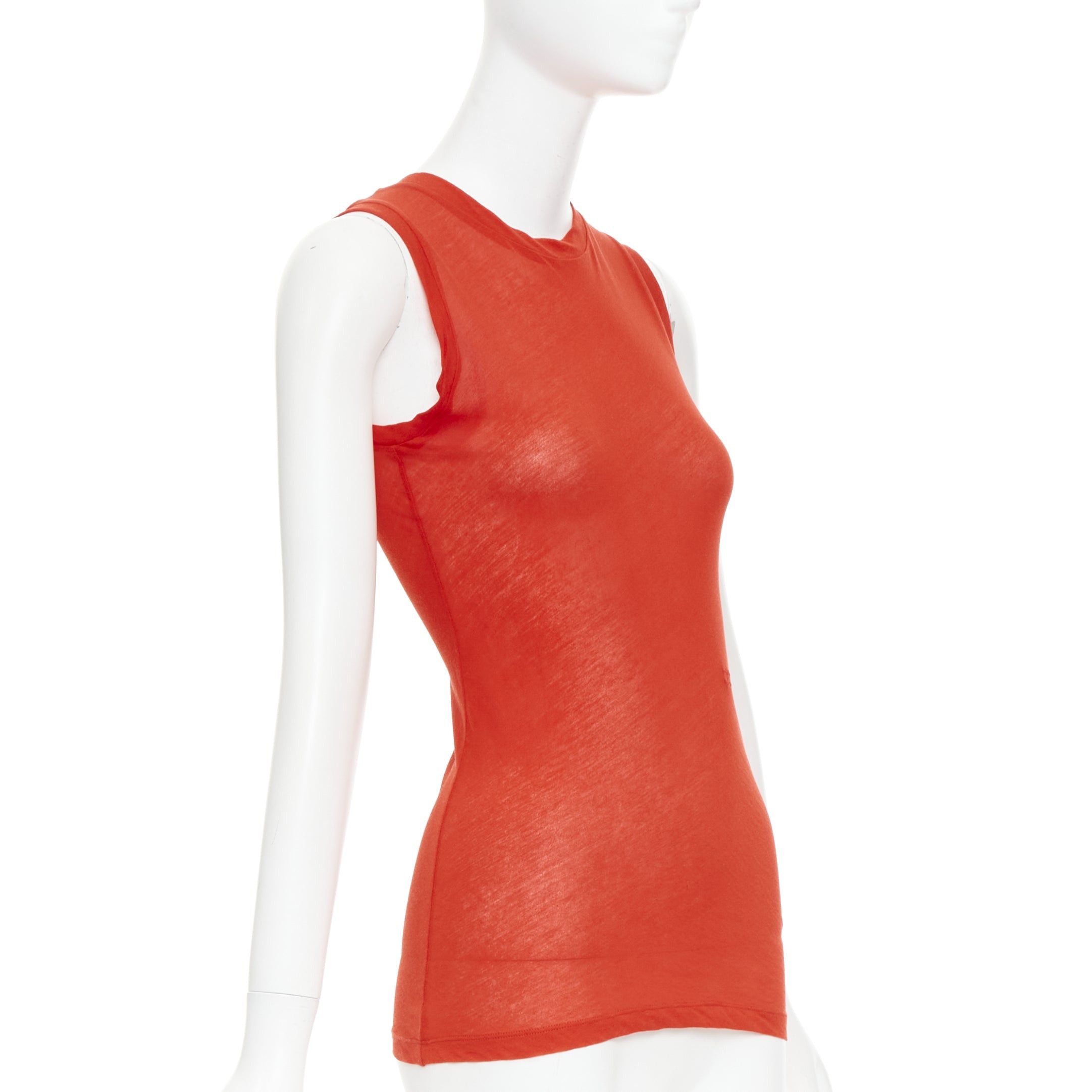 Celine OLD CELINE Phoebe Philo red silky bias cut Triomphe anagram tank top Size S / US 4 / IT 40 - 3 Thumbnail