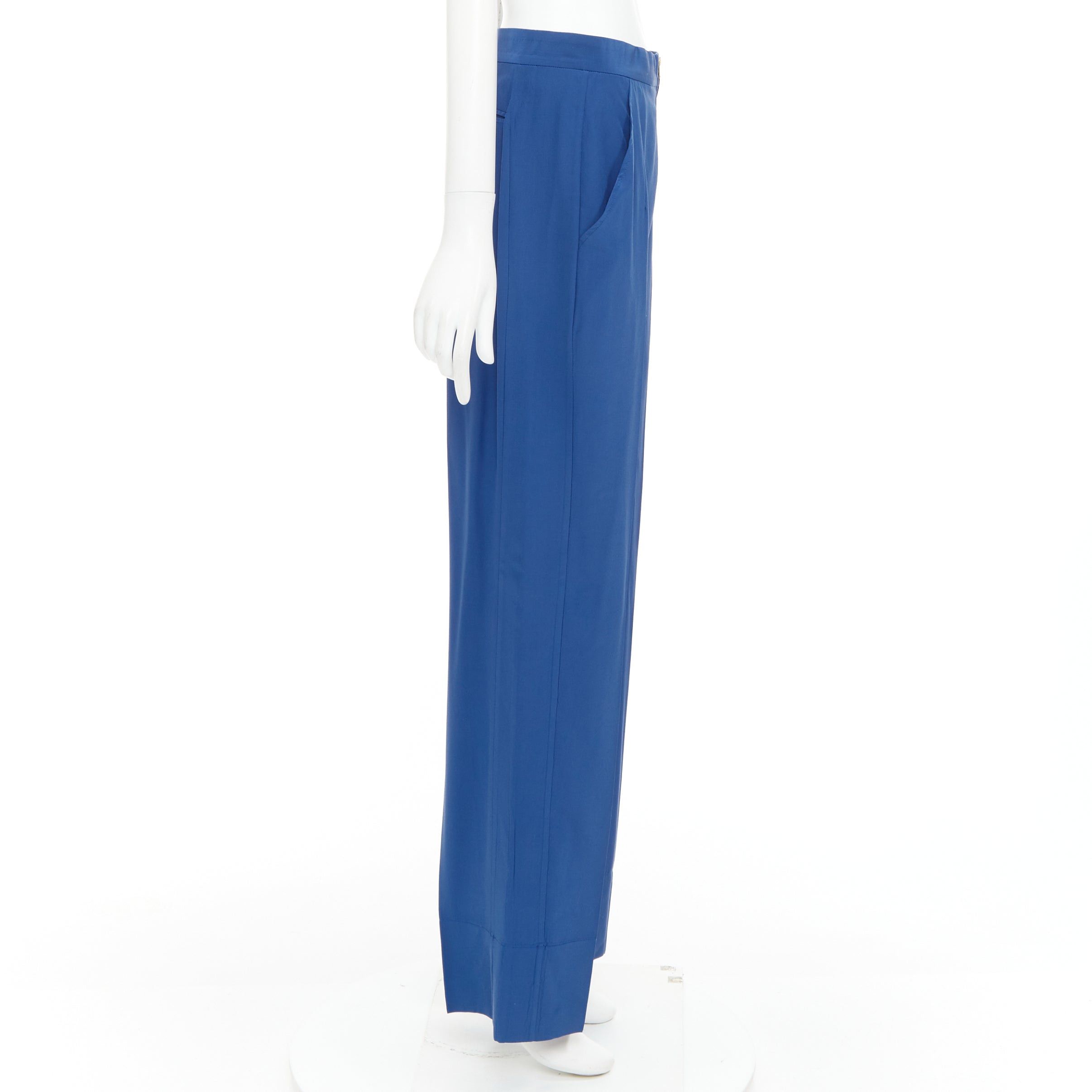 Celine OLD CELINE Phoebe Philo French blue silky half zip tapered pants FR34 XS Size 26" / US 2 / IT 38 - 4 Thumbnail