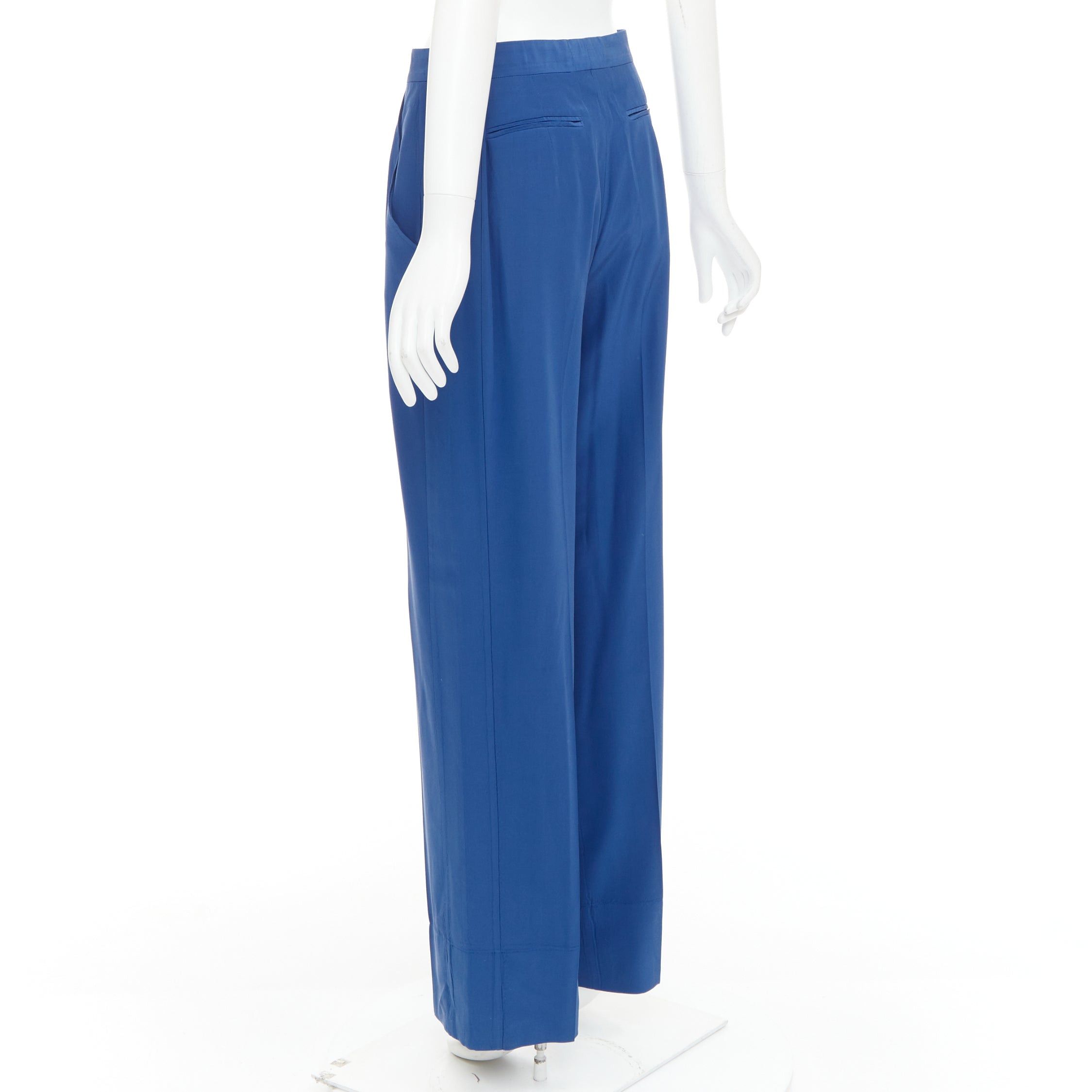 Celine OLD CELINE Phoebe Philo French blue silky half zip tapered pants FR34 XS Size 26" / US 2 / IT 38 - 6 Thumbnail