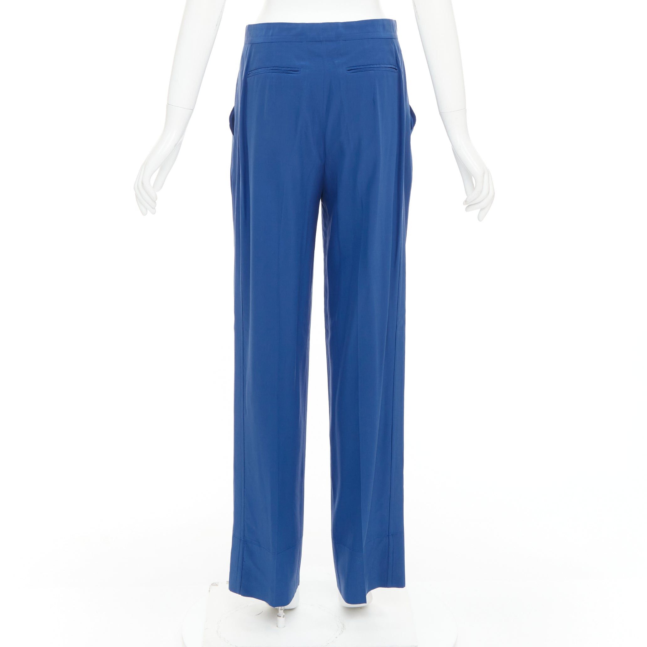Celine OLD CELINE Phoebe Philo French blue silky half zip tapered pants FR34 XS Size 26" / US 2 / IT 38 - 5 Thumbnail
