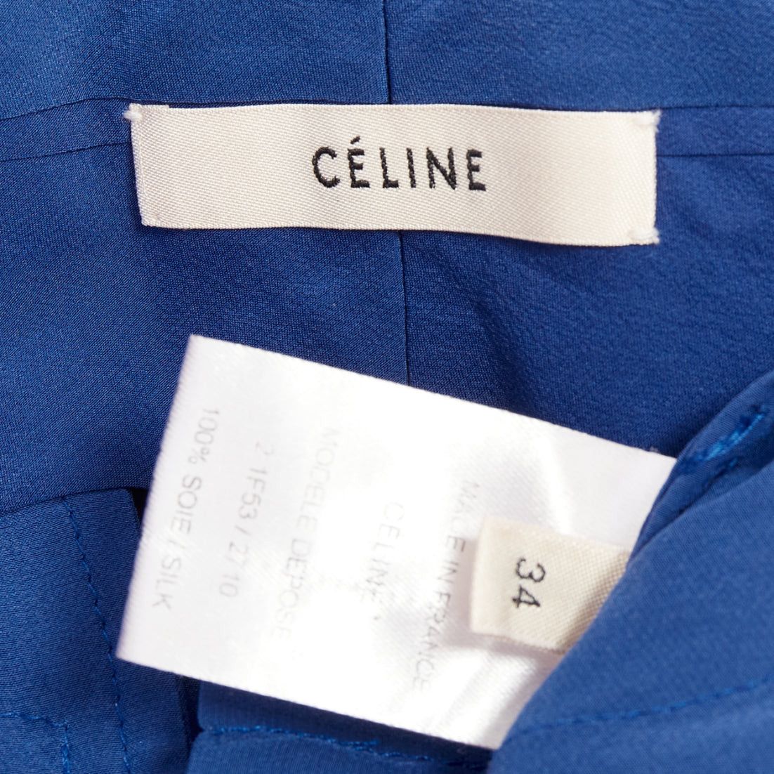 Celine OLD CELINE Phoebe Philo French blue silky half zip tapered pants FR34 XS Size 26" / US 2 / IT 38 - 8 Thumbnail