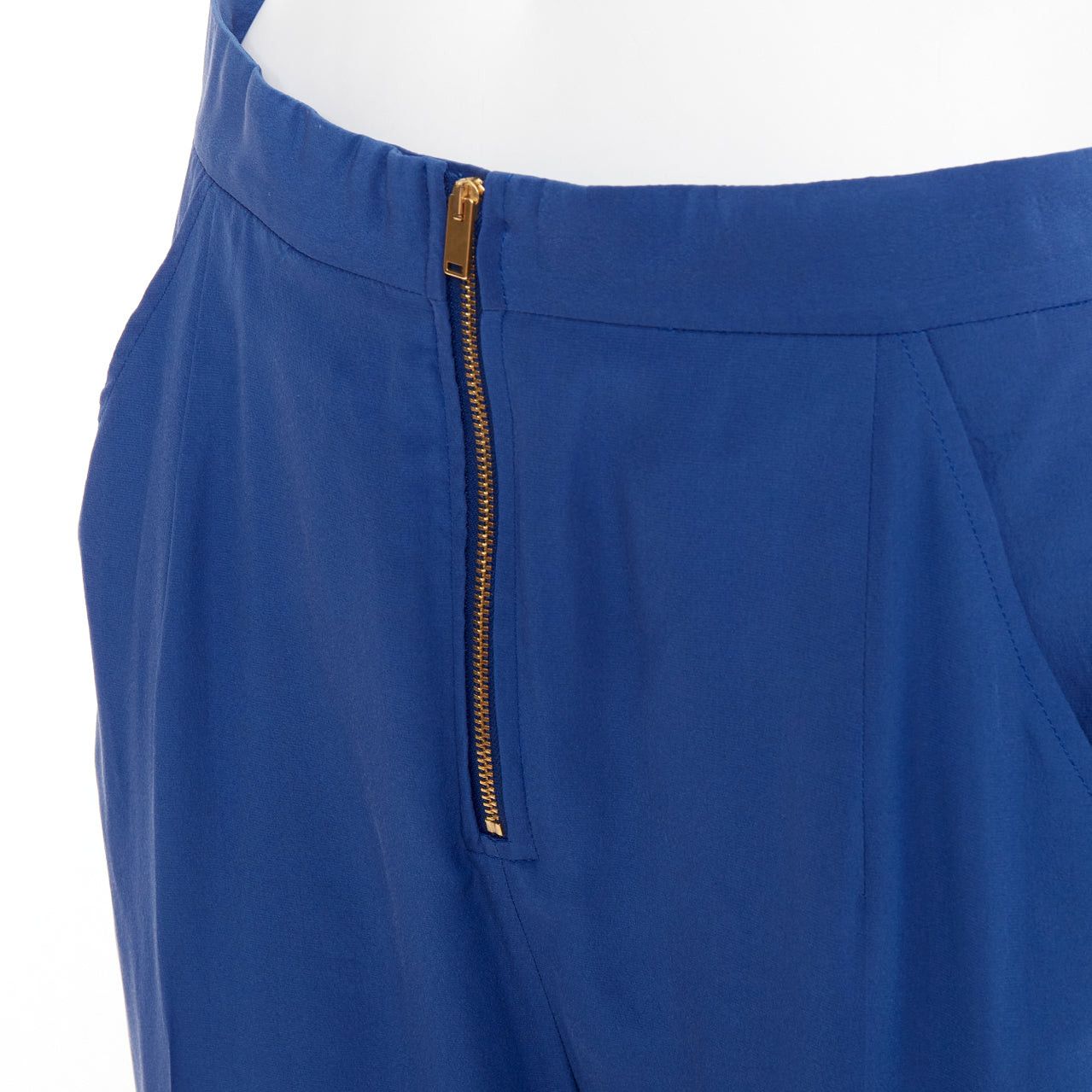 Celine OLD CELINE Phoebe Philo French blue silky half zip tapered pants FR34 XS Size 26" / US 2 / IT 38 - 2 Thumbnail