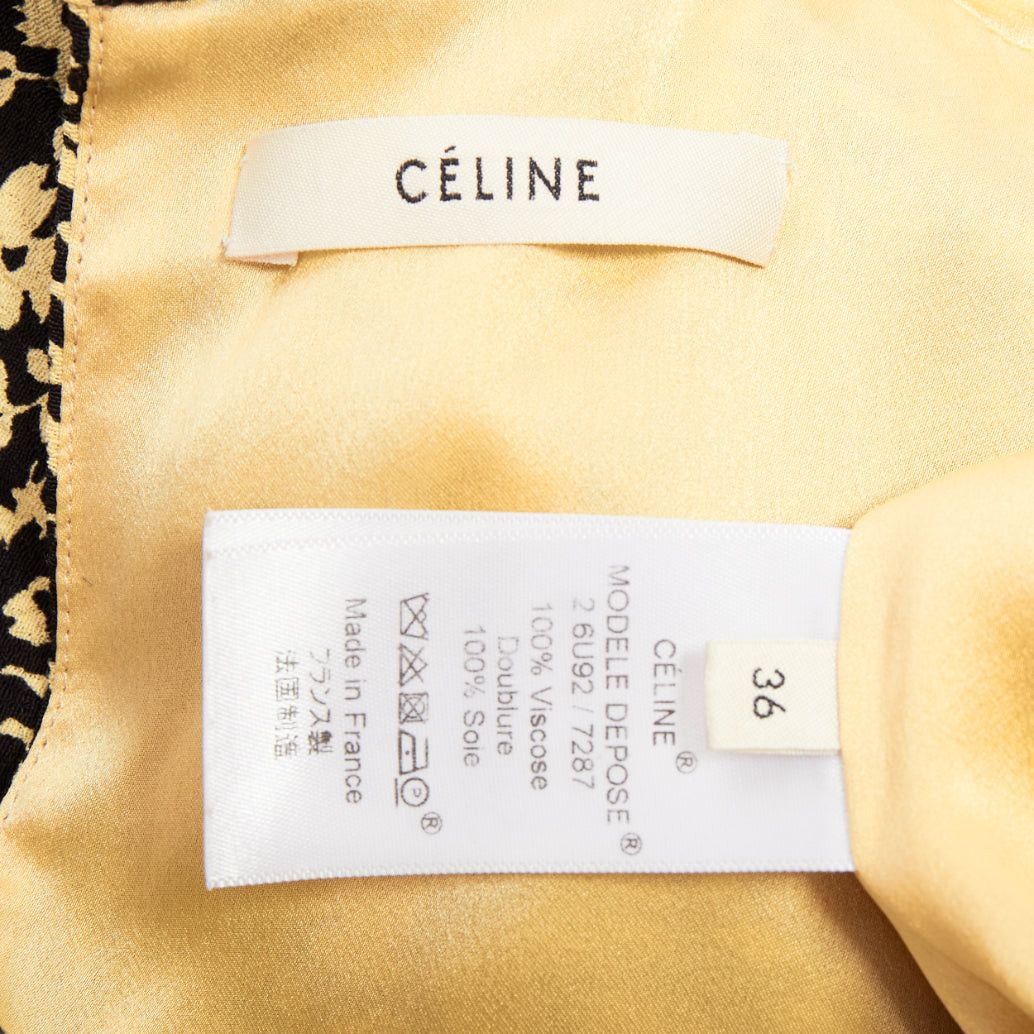 Celine OLD CELINE Phoebe Philo 2016 Runway yellow black floral high neck midi dress FR36 S Size S / US 4 / IT 40 - 9 Thumbnail