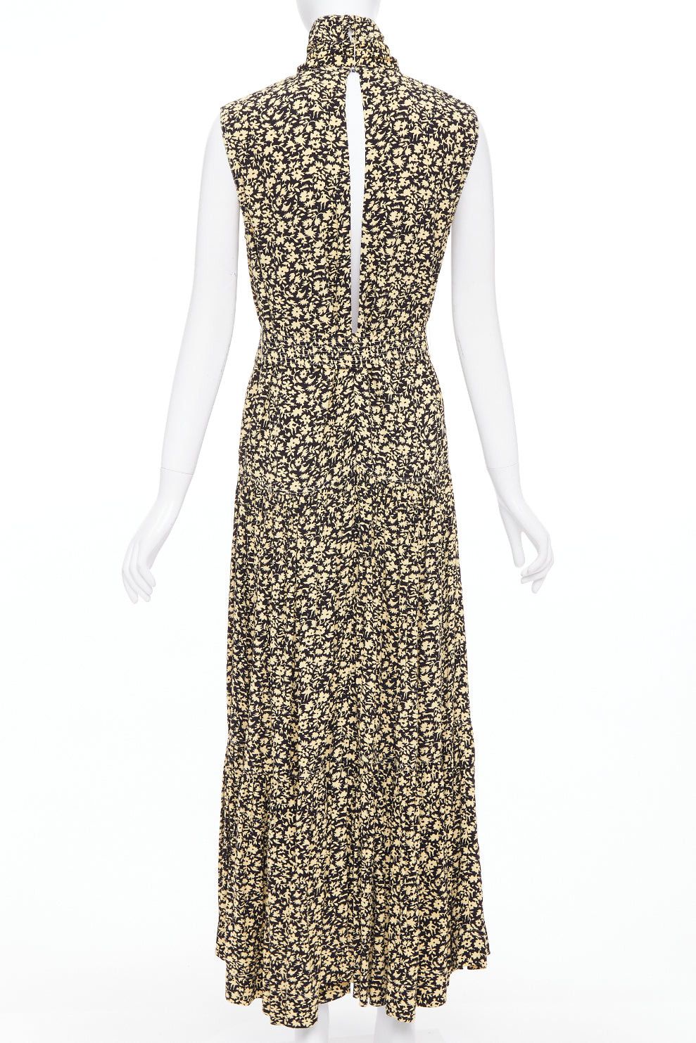 Celine OLD CELINE Phoebe Philo 2016 Runway yellow black floral high neck midi dress FR36 S Size S / US 4 / IT 40 - 5 Thumbnail