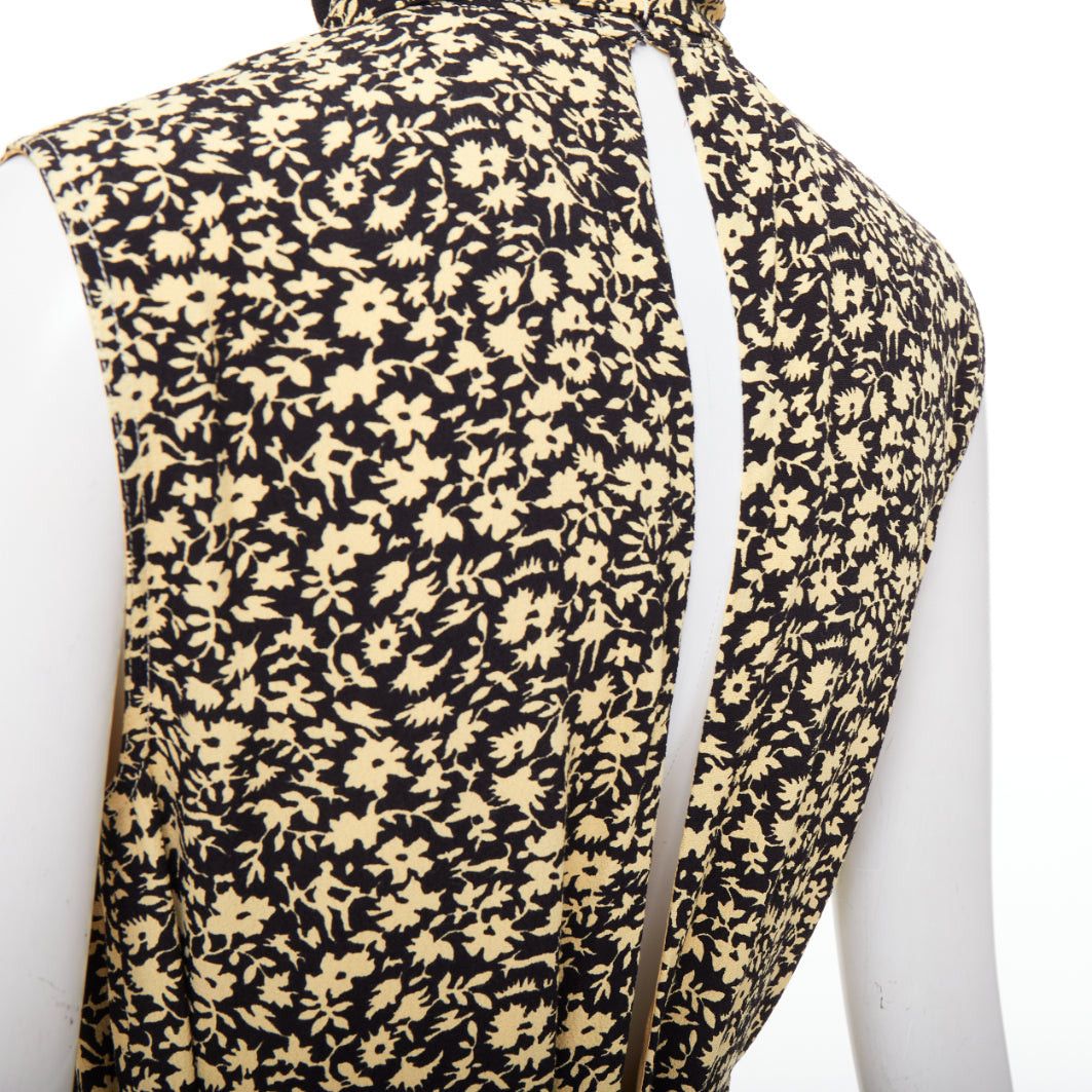 Celine OLD CELINE Phoebe Philo 2016 Runway yellow black floral high neck midi dress FR36 S Size S / US 4 / IT 40 - 2 Thumbnail