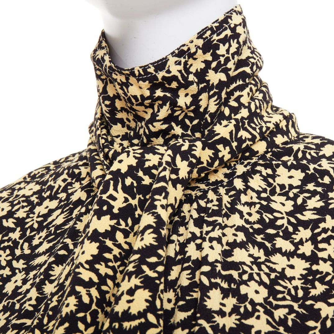 Celine OLD CELINE Phoebe Philo 2016 Runway yellow black floral high neck midi dress FR36 S Size S / US 4 / IT 40 - 8 Thumbnail