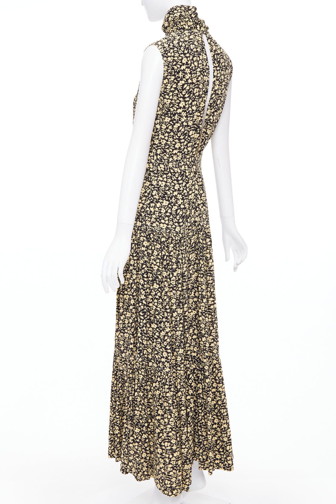 Celine OLD CELINE Phoebe Philo 2016 Runway yellow black floral high neck midi dress FR36 S Size S / US 4 / IT 40 - 6 Thumbnail