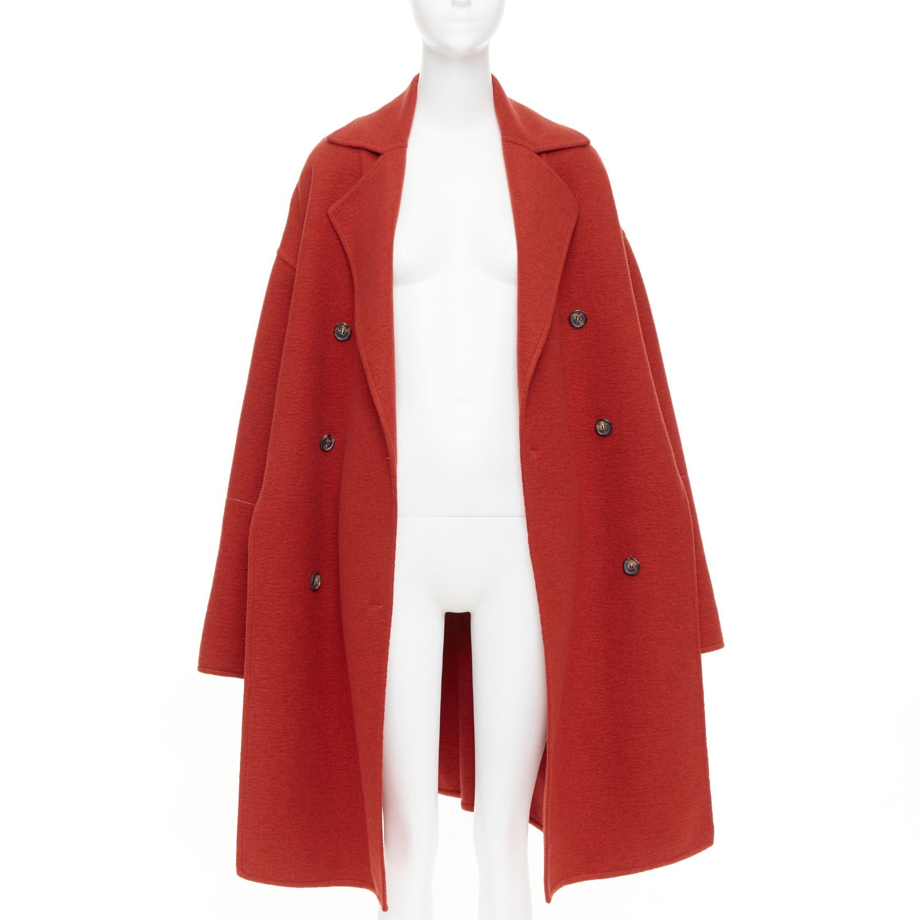 Celine OLD CELINE Phoebe Philo 2017 100% cashmere red double breast oversized side slit coat FR36 S Size S / US 4 / IT 40 - 3 Thumbnail