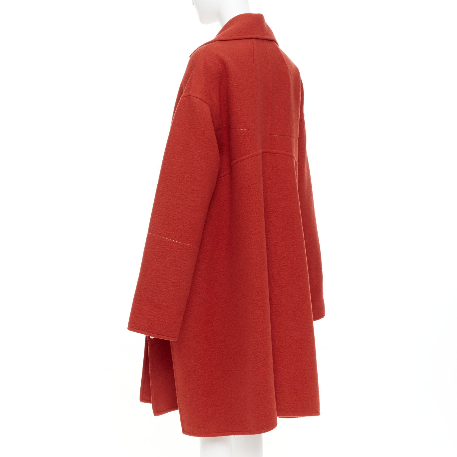 Celine OLD CELINE Phoebe Philo 2017 100% cashmere red double breast oversized side slit coat FR36 S Size S / US 4 / IT 40 - 6 Thumbnail