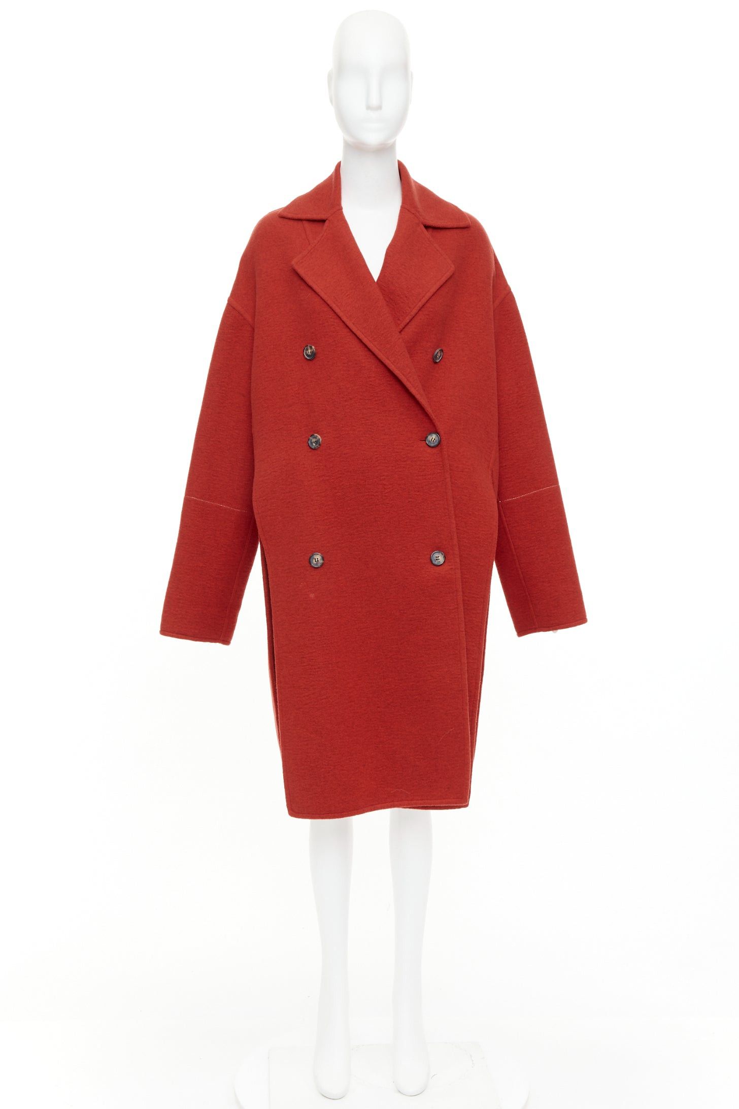 Celine OLD CELINE Phoebe Philo 2017 100% cashmere red double breast oversized side slit coat FR36 S Size S / US 4 / IT 40 - 10 Thumbnail