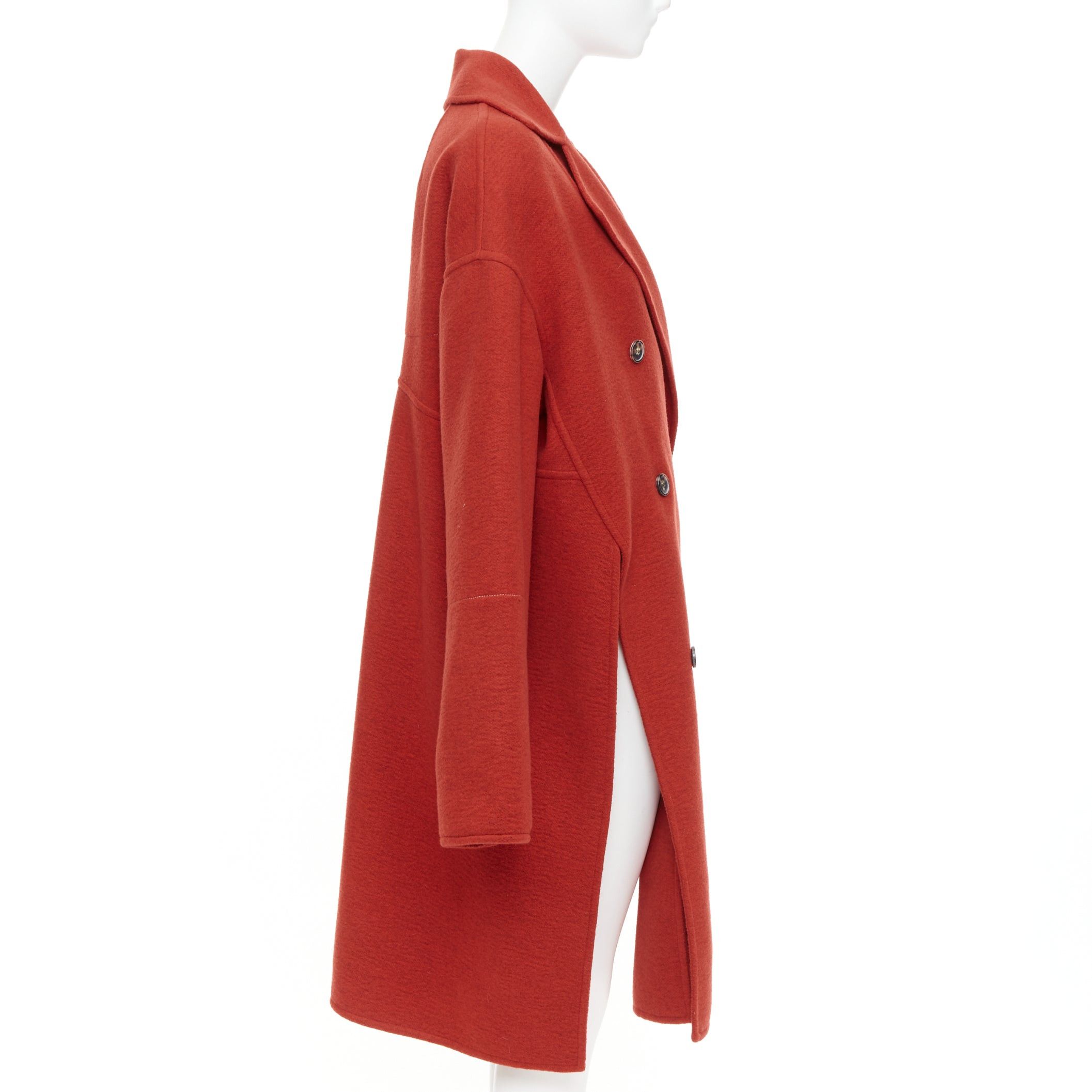 Celine OLD CELINE Phoebe Philo 2017 100% cashmere red double breast oversized side slit coat FR36 S Size S / US 4 / IT 40 - 5 Thumbnail