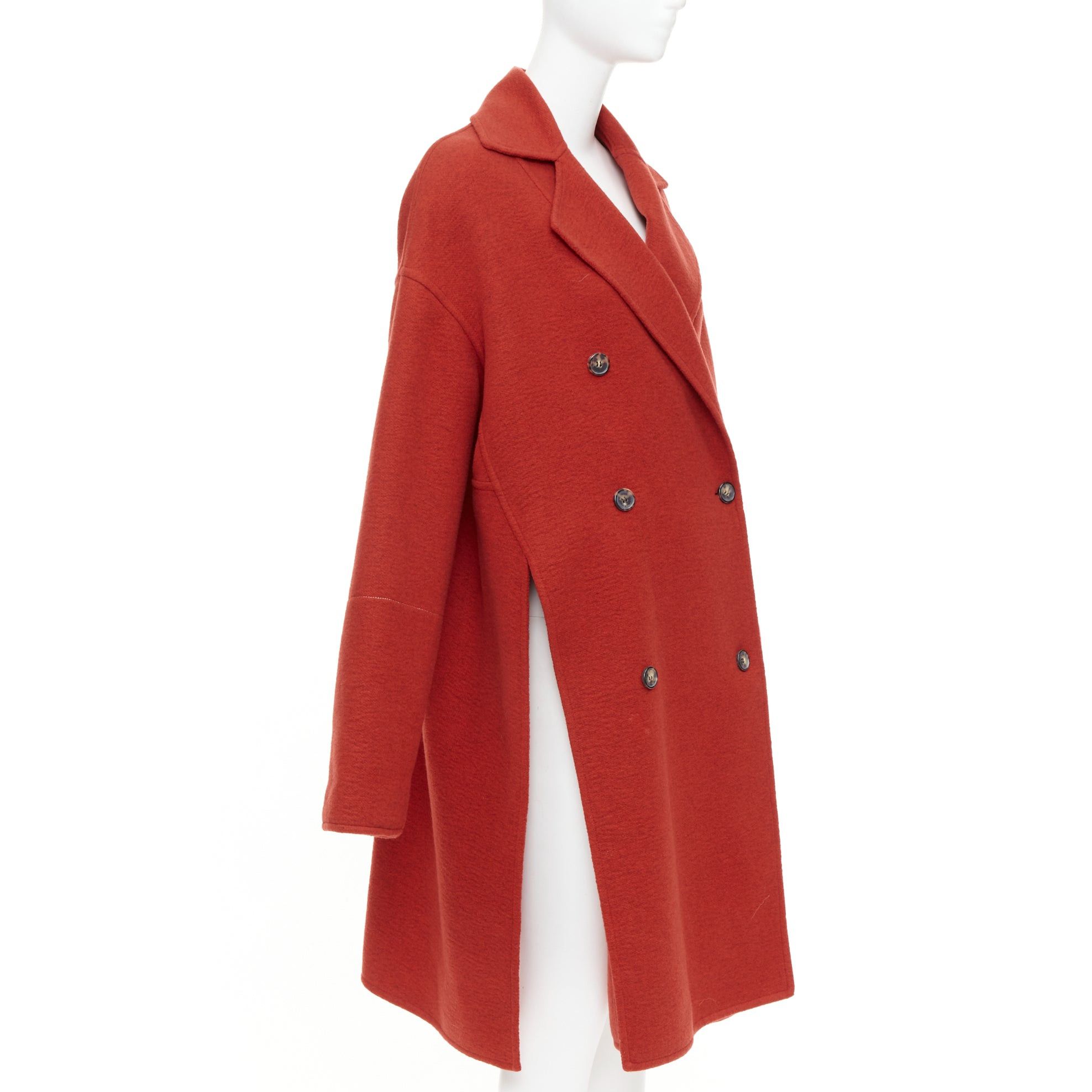 Celine OLD CELINE Phoebe Philo 2017 100% cashmere red double breast oversized side slit coat FR36 S Size S / US 4 / IT 40 - 4 Thumbnail