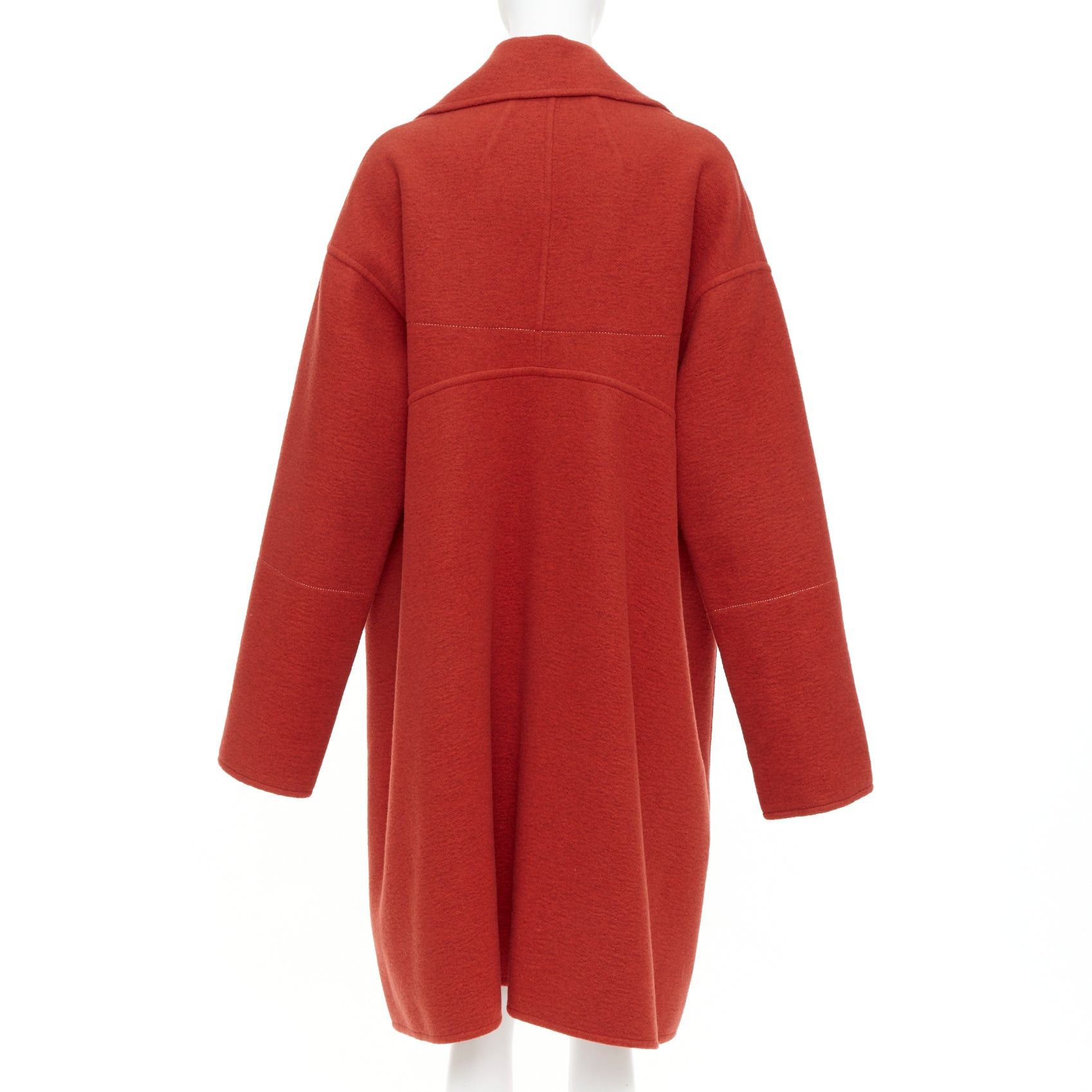 Celine OLD CELINE Phoebe Philo 2017 100% cashmere red double breast oversized side slit coat FR36 S Size S / US 4 / IT 40 - 7 Thumbnail