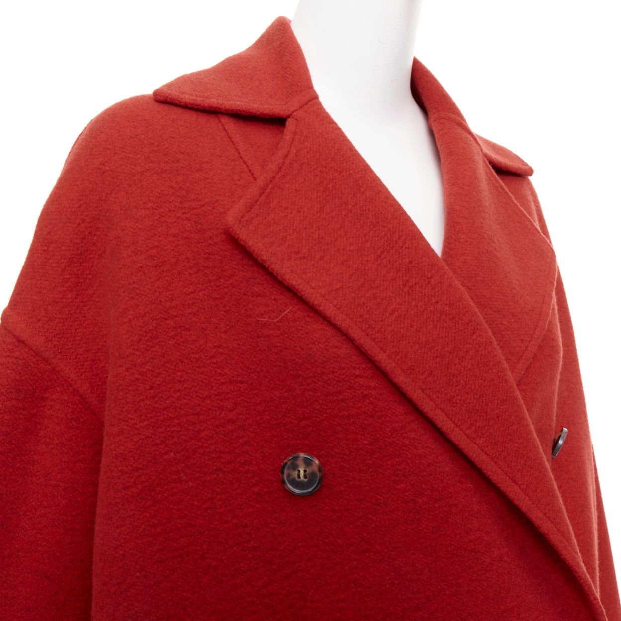 Celine OLD CELINE Phoebe Philo 2017 100% cashmere red double breast oversized side slit coat FR36 S Size S / US 4 / IT 40 - 8 Thumbnail