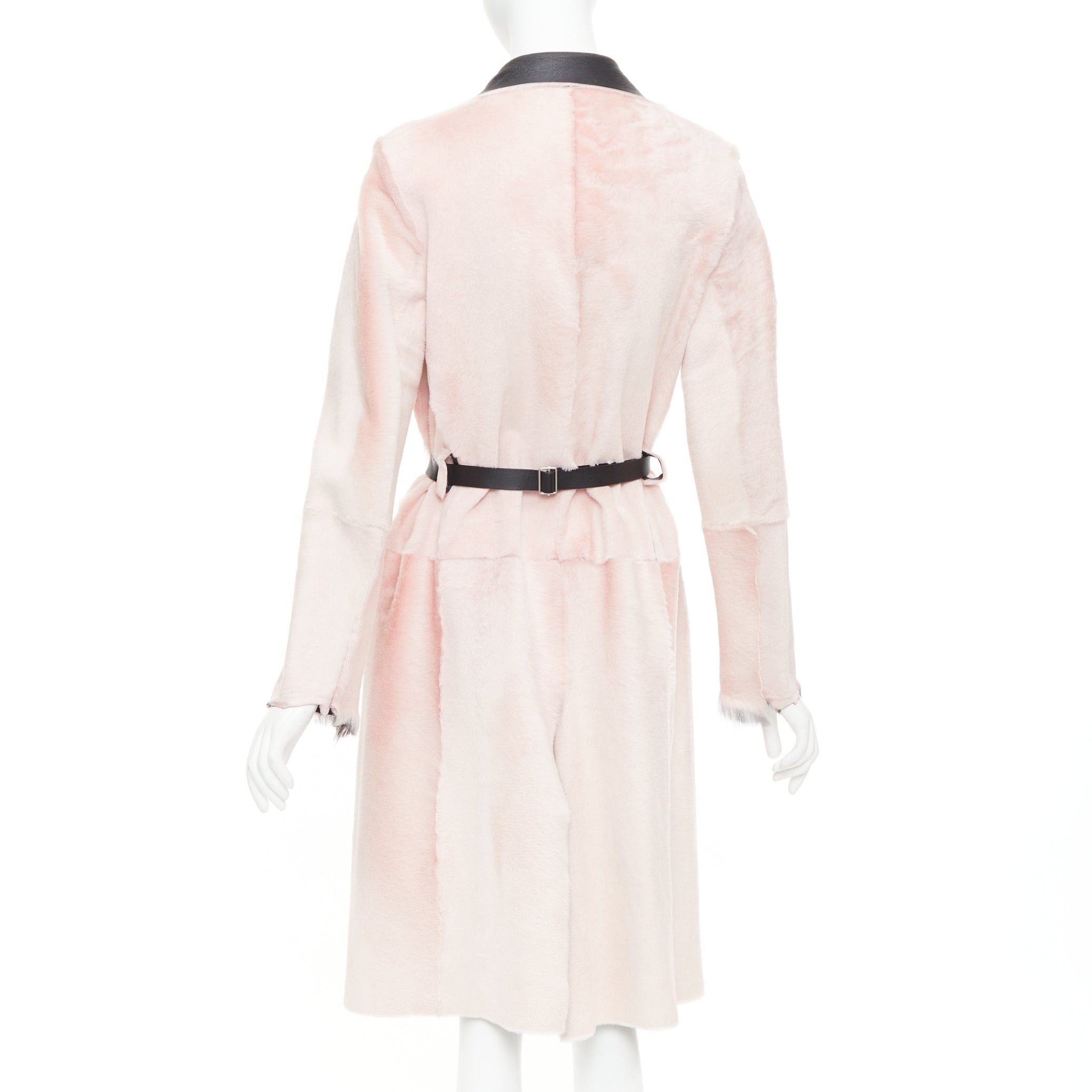 Celine OLD CELINE Phoebe Philo 2015 baby pink lambskin shearling leather collar coat FR40 L Size M / US 6-8 / IT 42-44 - 6 Thumbnail