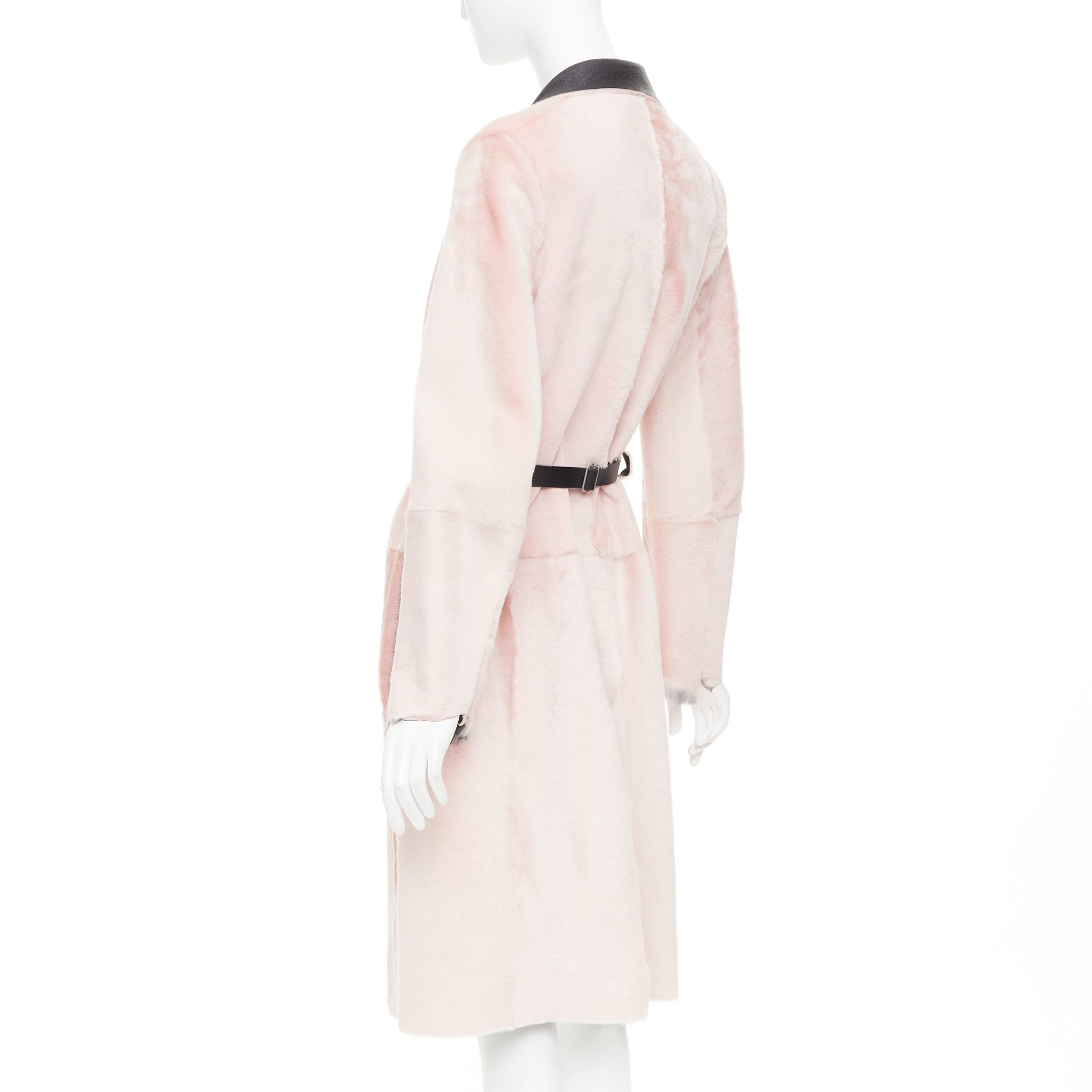 Celine OLD CELINE Phoebe Philo 2015 baby pink lambskin shearling leather collar coat FR40 L Size M / US 6-8 / IT 42-44 - 7 Thumbnail