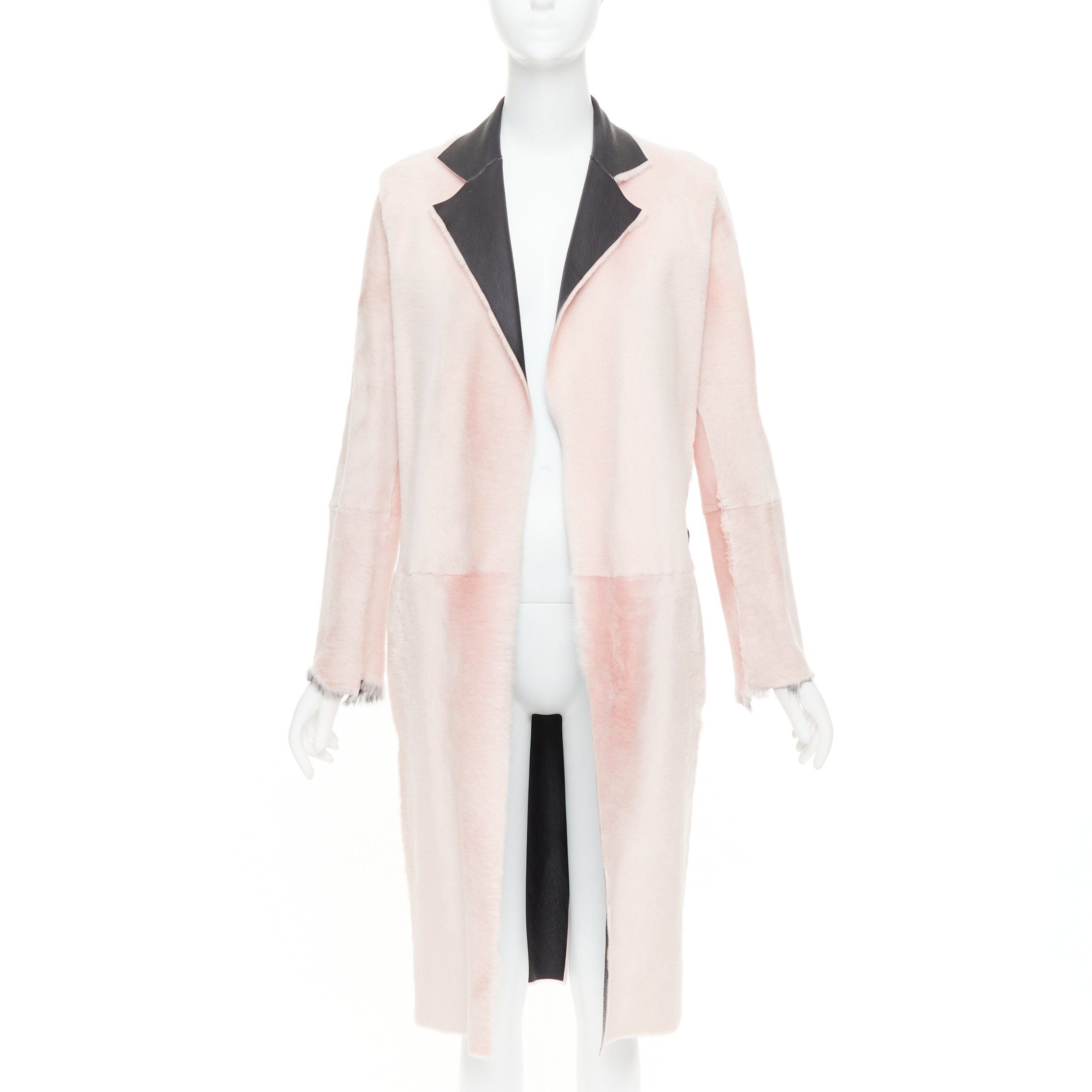 Celine OLD CELINE Phoebe Philo 2015 baby pink lambskin shearling leather collar coat FR40 L Size M / US 6-8 / IT 42-44 - 3 Thumbnail
