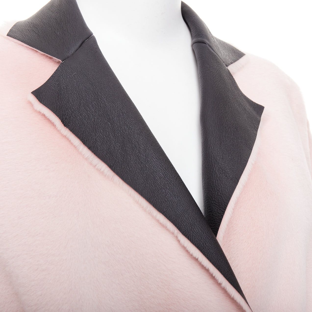 Celine OLD CELINE Phoebe Philo 2015 baby pink lambskin shearling leather collar coat FR40 L Size M / US 6-8 / IT 42-44 - 2 Thumbnail