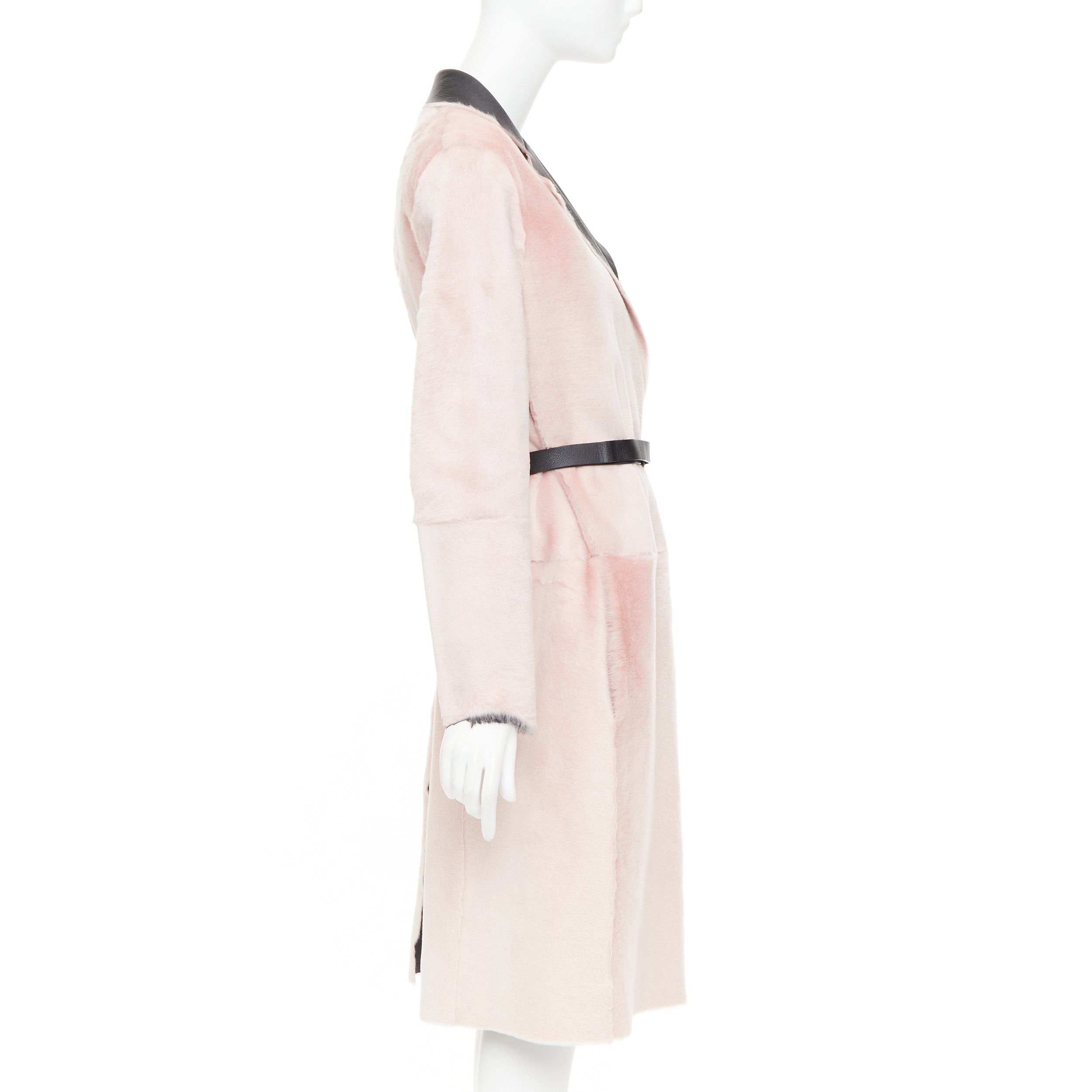 Celine OLD CELINE Phoebe Philo 2015 baby pink lambskin shearling leather collar coat FR40 L Size M / US 6-8 / IT 42-44 - 5 Thumbnail