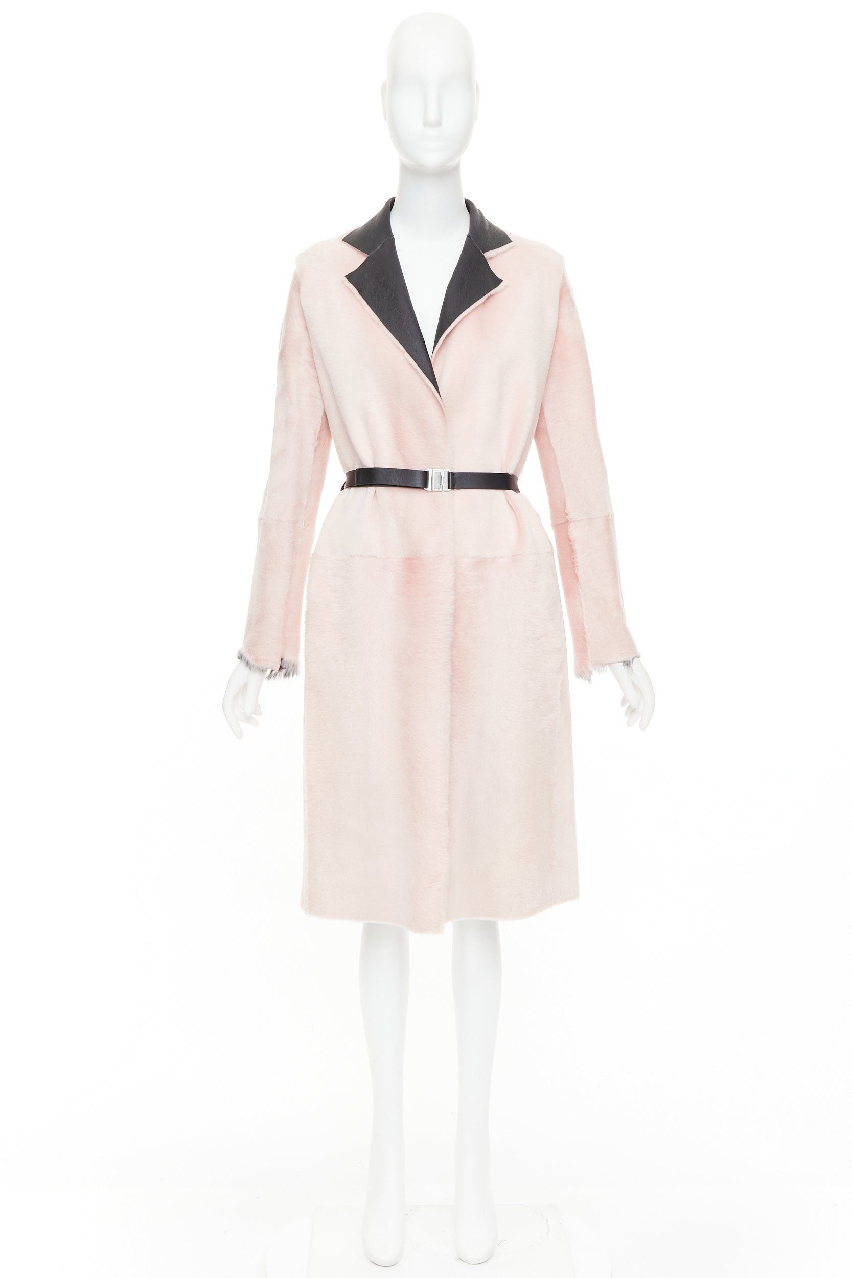 Celine OLD CELINE Phoebe Philo 2015 baby pink lambskin shearling leather collar coat FR40 L Size M / US 6-8 / IT 42-44 - 11 Thumbnail