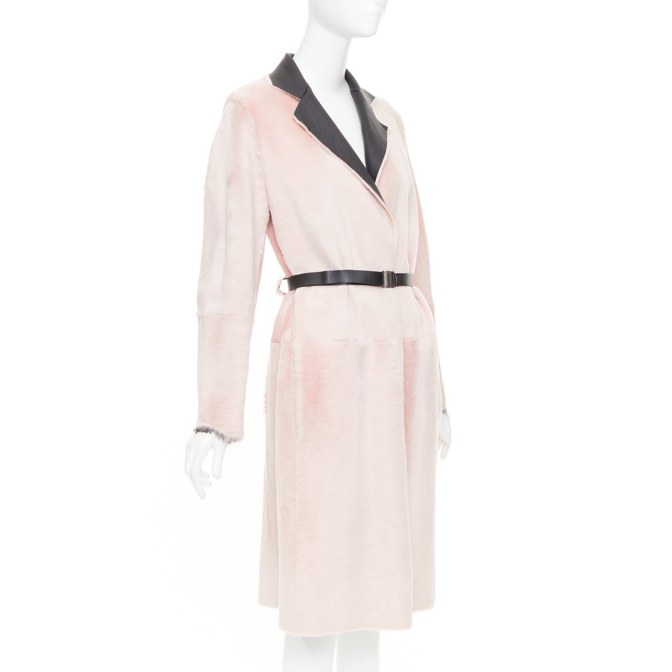 Celine OLD CELINE Phoebe Philo 2015 baby pink lambskin shearling leather collar coat FR40 L Size M / US 6-8 / IT 42-44 - 4 Thumbnail