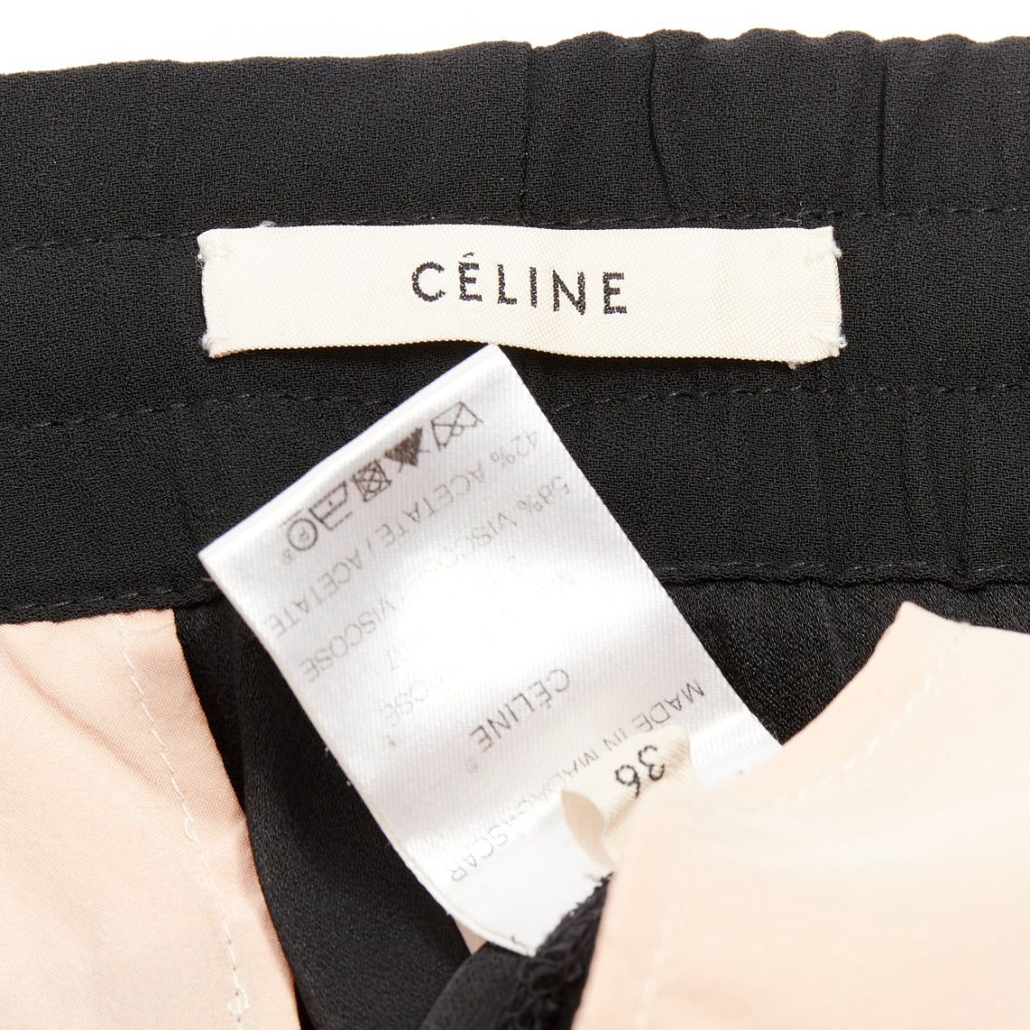 Celine OLD CELINE Phoebe Philo black red drawstring nude facing cropped trousers FR36 S Size 27" / US 4 / IT 40 - 8 Thumbnail
