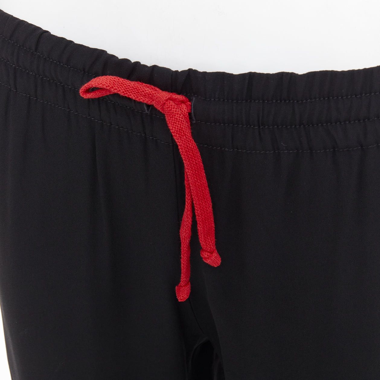 Celine OLD CELINE Phoebe Philo black red drawstring nude facing cropped trousers FR36 S Size 27" / US 4 / IT 40 - 2 Thumbnail