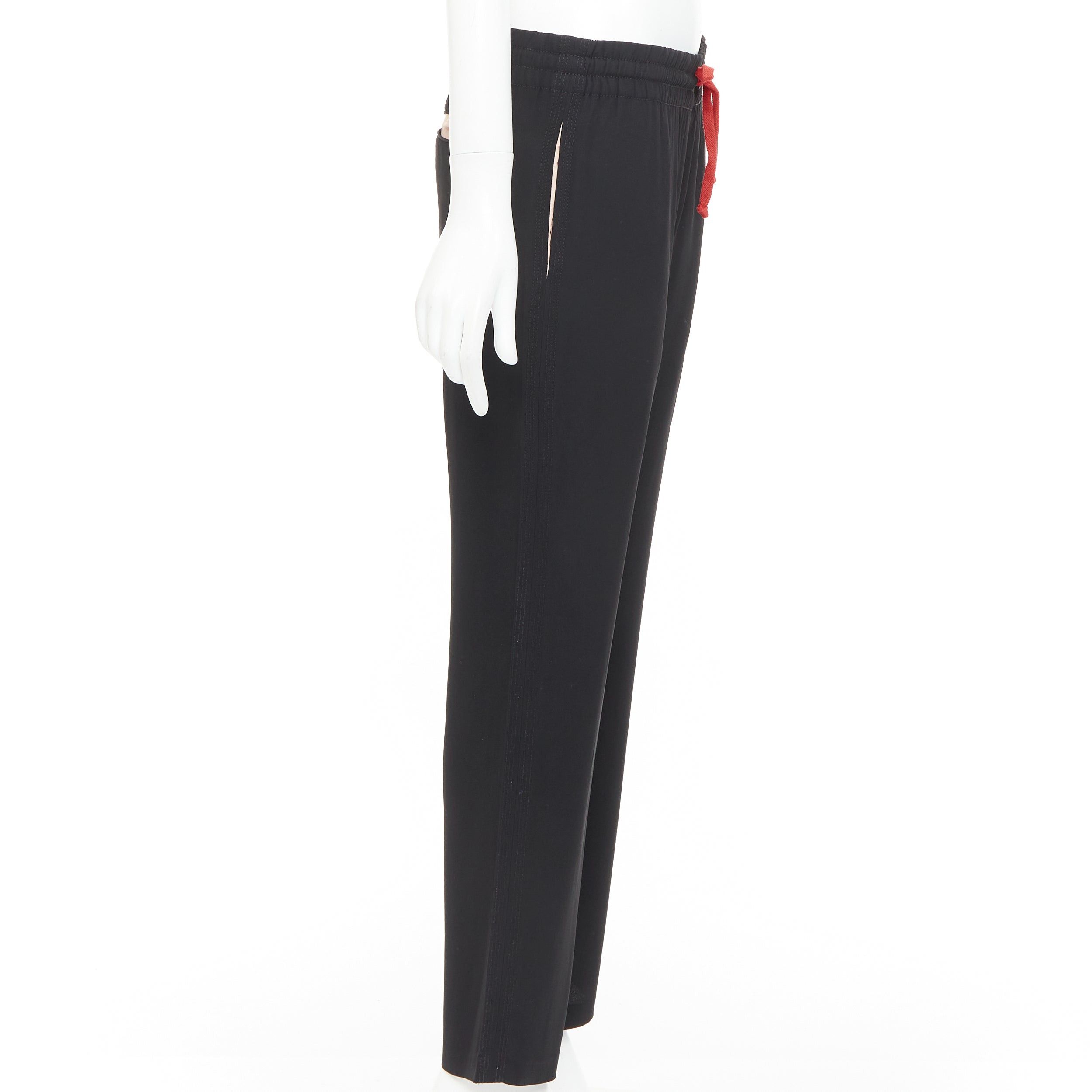 Celine OLD CELINE Phoebe Philo black red drawstring nude facing cropped trousers FR36 S Size 27" / US 4 / IT 40 - 4 Thumbnail
