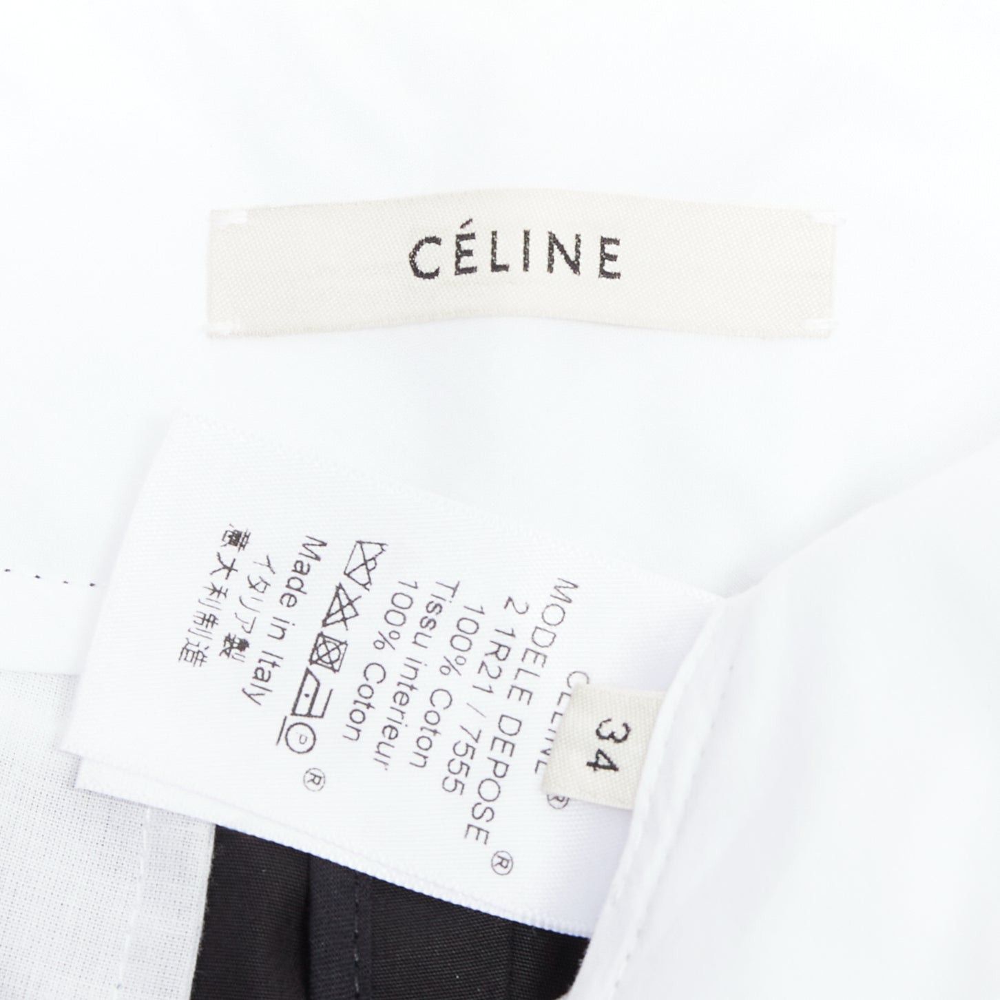 Celine OLD CELINE Phoebe Philo black cotton high waisted wide pants FR34 XS Size 26" / US 2 / IT 38 - 8 Thumbnail