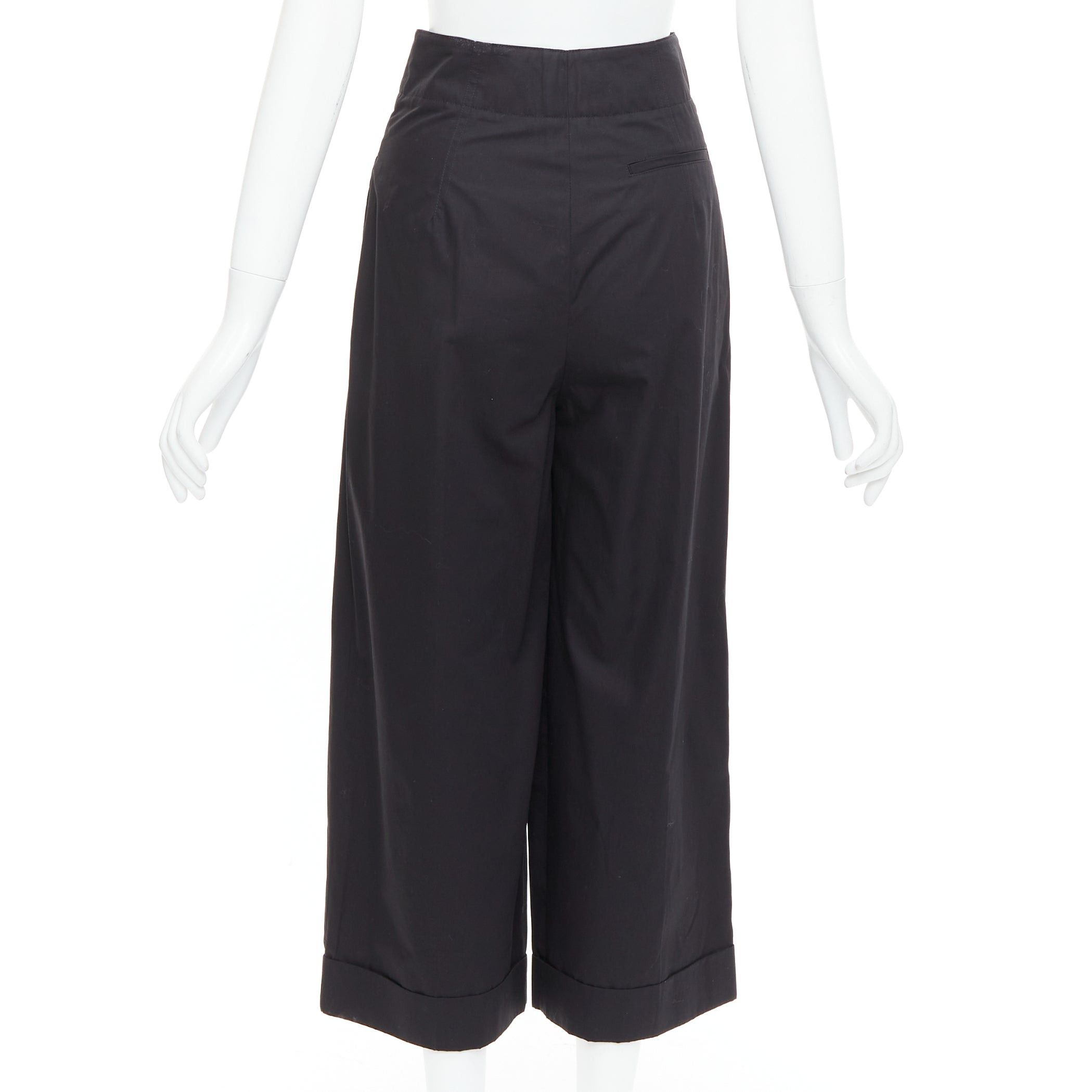 Celine OLD CELINE Phoebe Philo black cotton high waisted wide pants FR34 XS Size 26" / US 2 / IT 38 - 5 Thumbnail