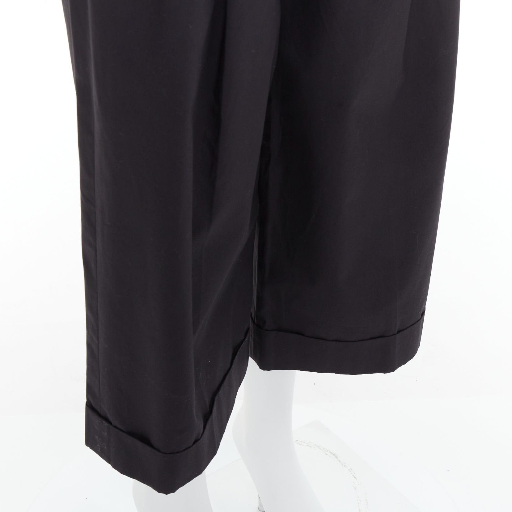 Celine OLD CELINE Phoebe Philo black cotton high waisted wide pants FR34 XS Size 26" / US 2 / IT 38 - 7 Thumbnail