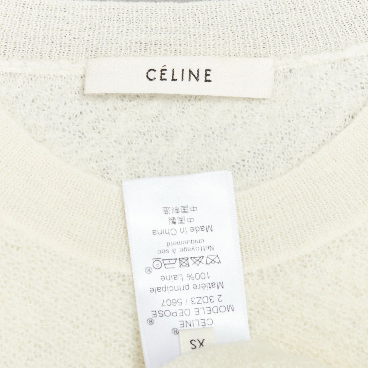 Celine OLD CELINE Phoebe Philo cream black wool colorblock hem sweater XS Size S / US 4 / IT 40 - 8 Thumbnail