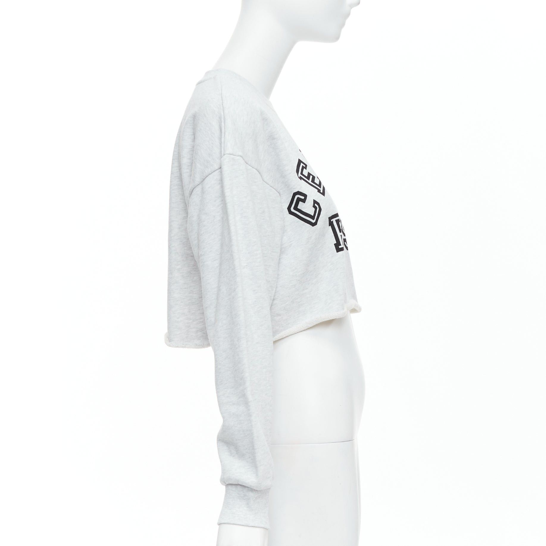 Celine CELINE Runway grey cotton varsity logo cutoff sweatshirt crop top S Size M / US 6-8 / IT 42-44 - 4 Thumbnail