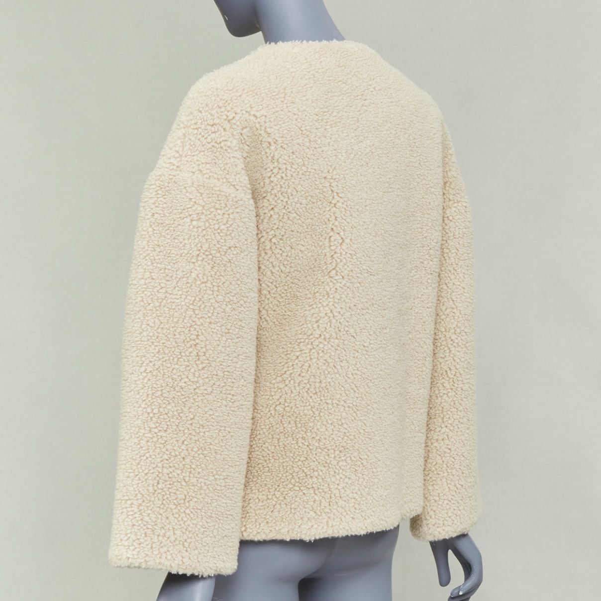 Celine CELINE Teddy ecru cashmere silk brown calfskin leather trim buckled coat FR34 XS Size XS / US 0-2 / IT 36-38 - 7 Thumbnail