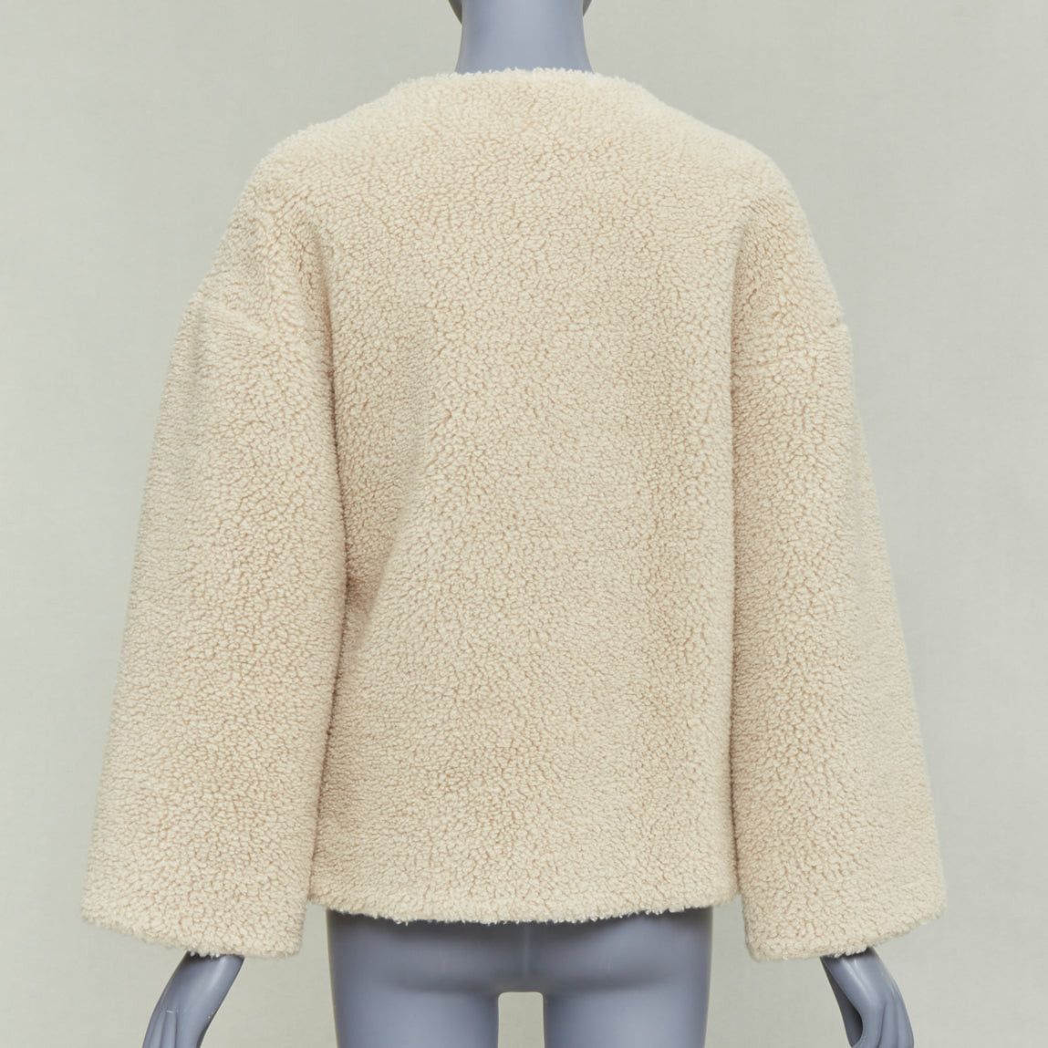 Celine CELINE Teddy ecru cashmere silk brown calfskin leather trim buckled coat FR34 XS Size XS / US 0-2 / IT 36-38 - 6 Thumbnail