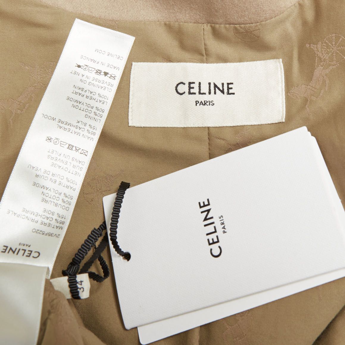 Celine CELINE Teddy ecru cashmere silk brown calfskin leather trim buckled coat FR34 XS Size XS / US 0-2 / IT 36-38 - 9 Thumbnail