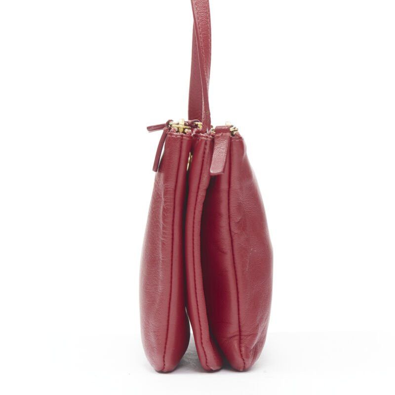Celine OLD CELINE Phoebe Philo Trio red gold zip triple snap pouch crossbody bag Size ONE SIZE - 4 Thumbnail