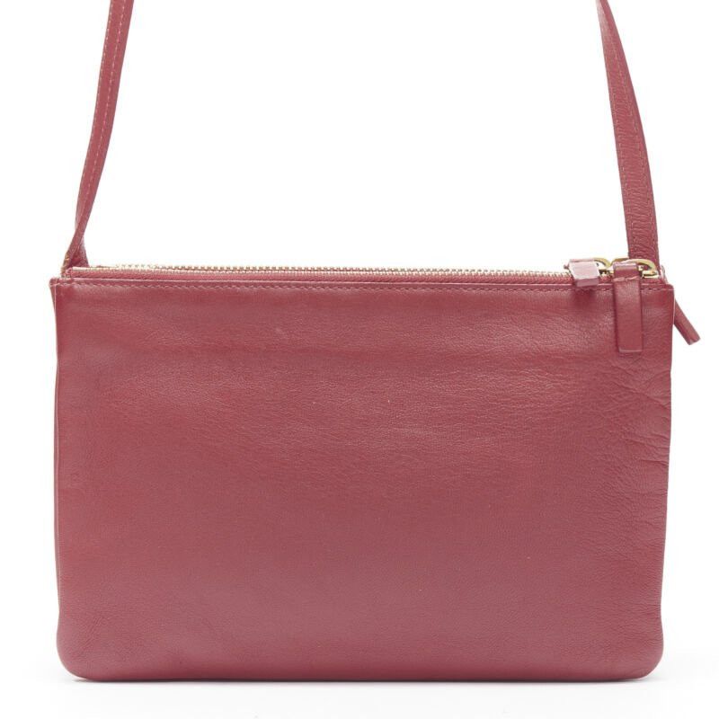 Celine OLD CELINE Phoebe Philo Trio red gold zip triple snap pouch crossbody bag Size ONE SIZE - 5 Thumbnail