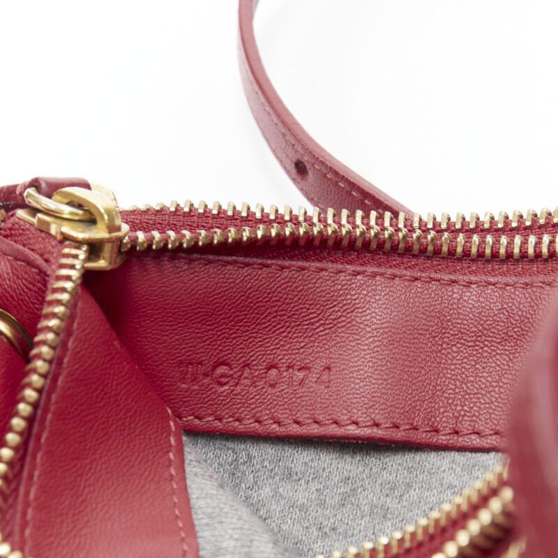 Celine OLD CELINE Phoebe Philo Trio red gold zip triple snap pouch crossbody bag Size ONE SIZE - 11 Thumbnail