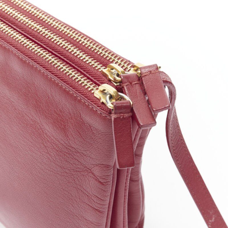 Celine OLD CELINE Phoebe Philo Trio red gold zip triple snap pouch crossbody bag Size ONE SIZE - 10 Thumbnail