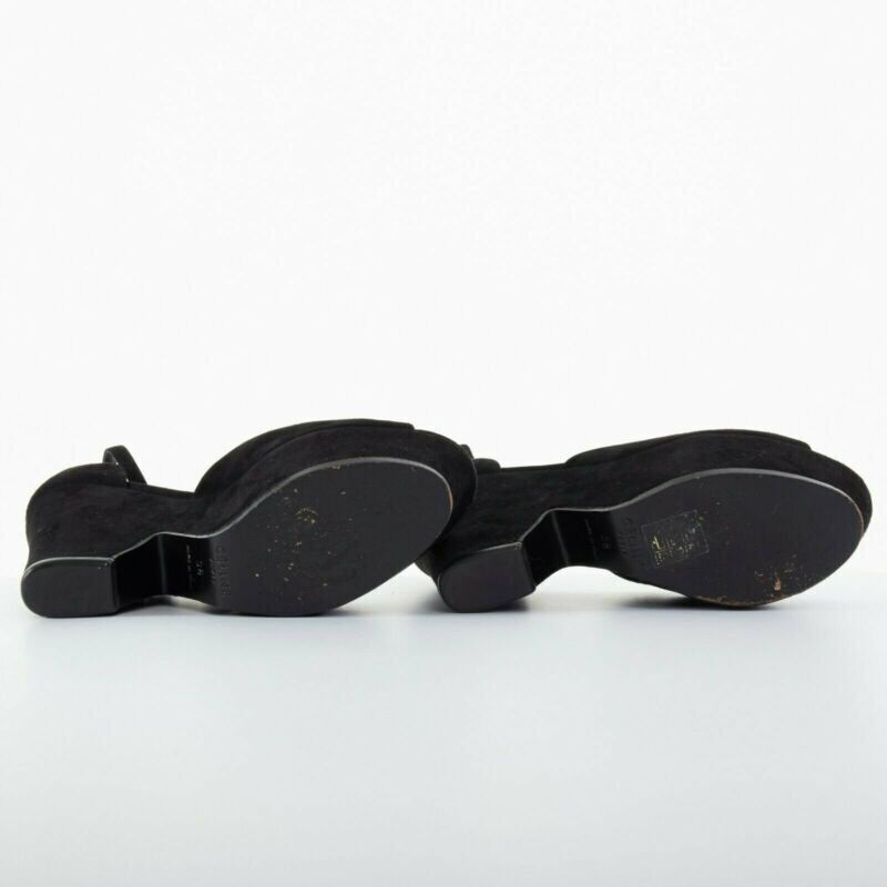 Celine CELINE PHOEBE PHILO black suede cut out platform wedge ankle cuff heels EU36 US6 Size US 6 / IT 36 - 6 Thumbnail