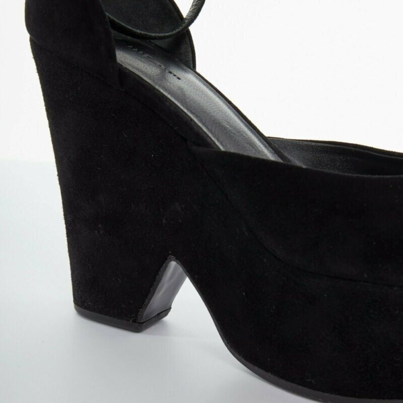 Celine CELINE PHOEBE PHILO black suede cut out platform wedge ankle cuff heels EU36 US6 Size US 6 / IT 36 - 9 Thumbnail