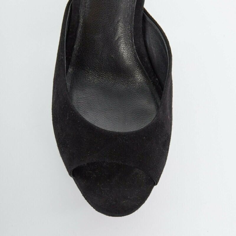 Celine CELINE PHOEBE PHILO black suede cut out platform wedge ankle cuff heels EU36 US6 Size US 6 / IT 36 - 7 Thumbnail