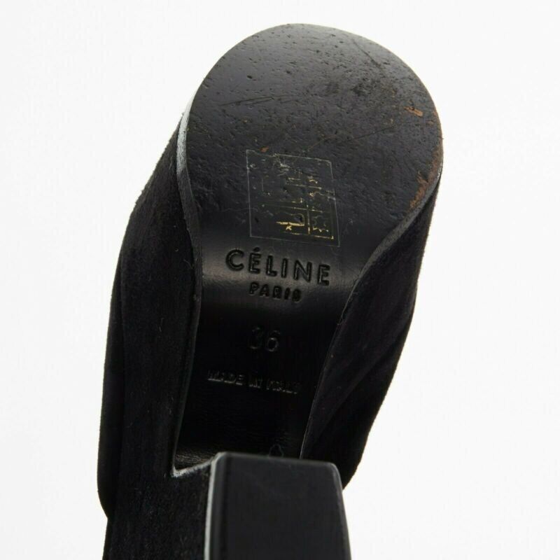 Celine CELINE PHOEBE PHILO black suede cut out platform wedge ankle cuff heels EU36 US6 Size US 6 / IT 36 - 12 Thumbnail