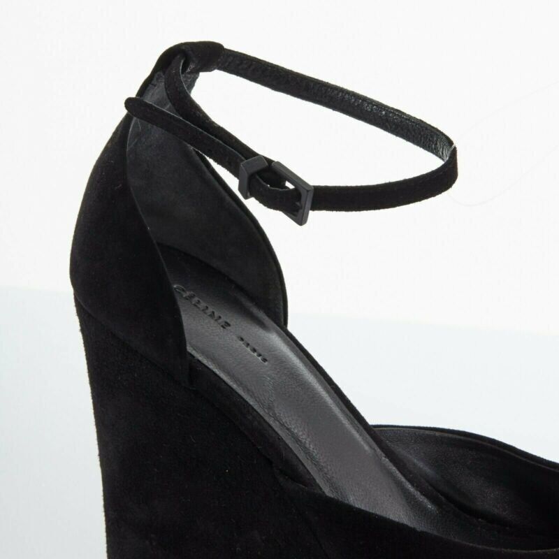 Celine CELINE PHOEBE PHILO black suede cut out platform wedge ankle cuff heels EU36 US6 Size US 6 / IT 36 - 10 Thumbnail