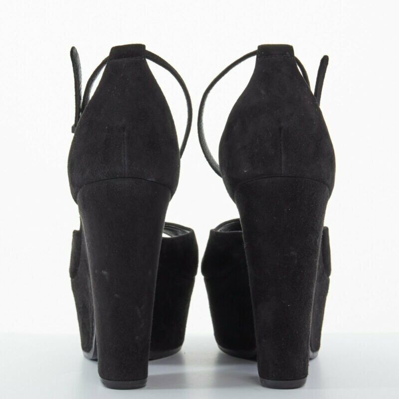 Celine CELINE PHOEBE PHILO black suede cut out platform wedge ankle cuff heels EU36 US6 Size US 6 / IT 36 - 5 Thumbnail