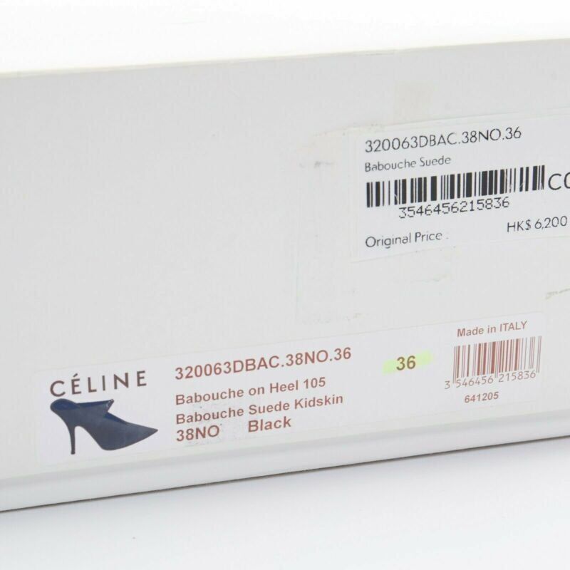 Celine new CELINE PHILO Babouche On Heel 105 black suede point toe cut out mule EU36 Size US 6 / IT 36 - 12 Thumbnail