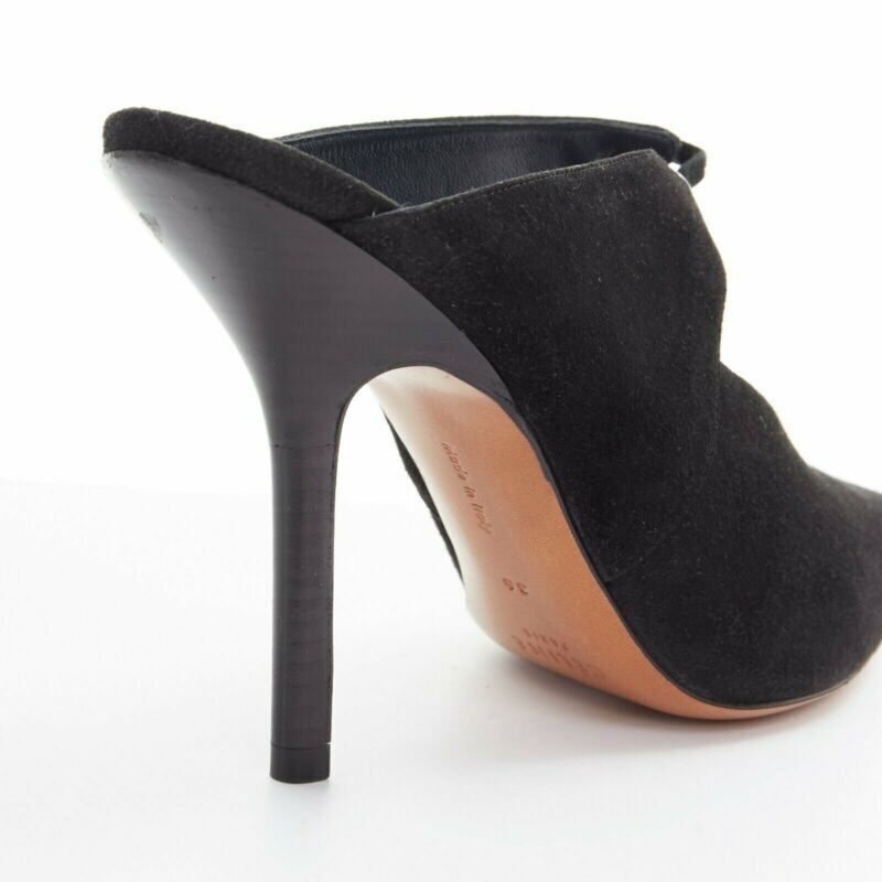 Celine new CELINE PHILO Babouche On Heel 105 black suede point toe cut out mule EU36 Size US 6 / IT 36 - 9 Thumbnail