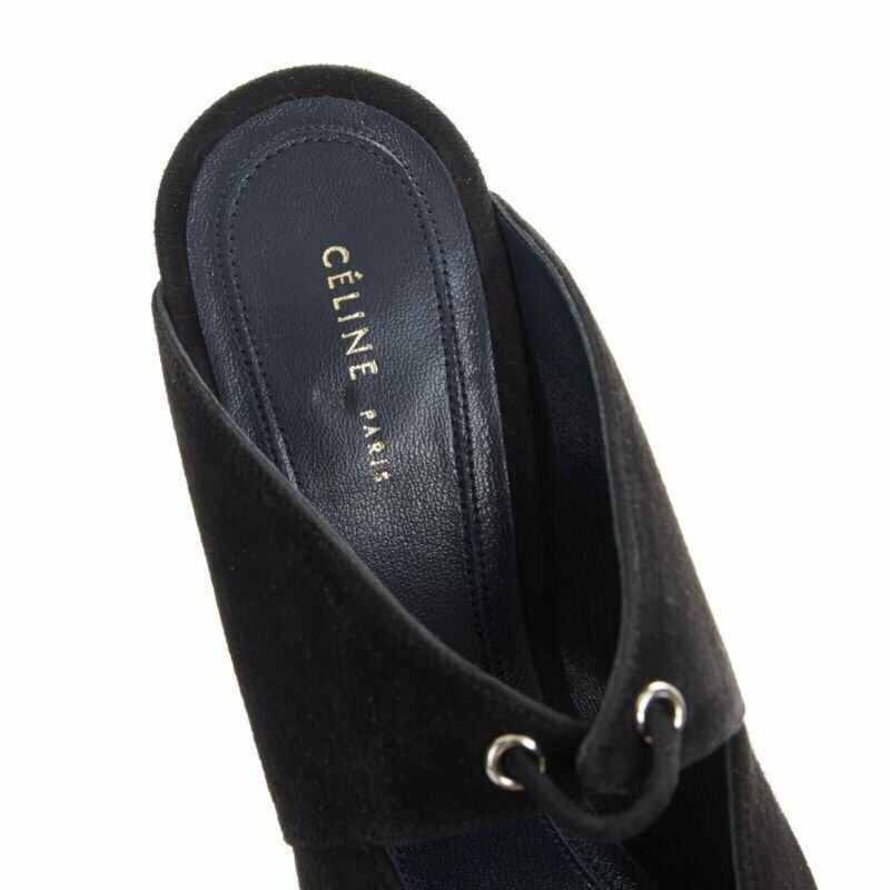 Celine new CELINE PHILO Babouche On Heel 105 black suede point toe cut out mule EU36 Size US 6 / IT 36 - 10 Thumbnail