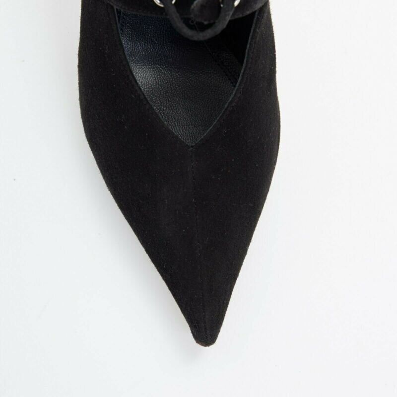 Celine new CELINE PHILO Babouche On Heel 105 black suede point toe cut out mule EU36 Size US 6 / IT 36 - 7 Thumbnail